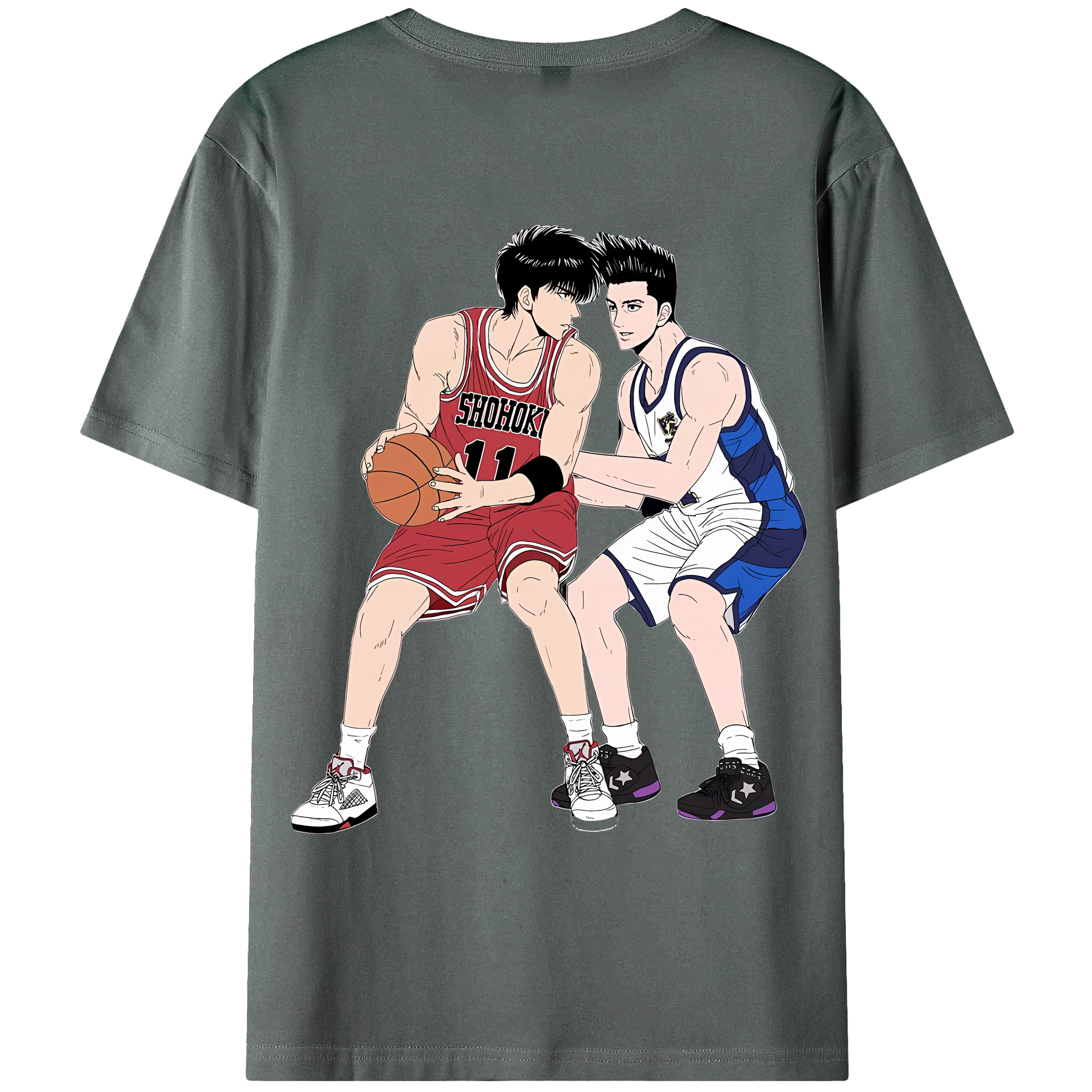 （画像用） SLAM DUNK／スラムダンク 綿100％ メンズ半袖Tシャツ（バックプリント） 通気性